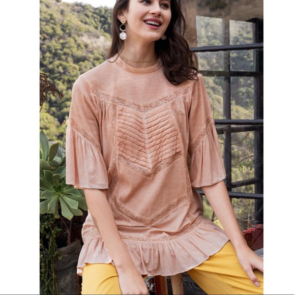 POL Tops - 💼M 🦚Kate Sweet Peach Tea Dye Tunic Top New